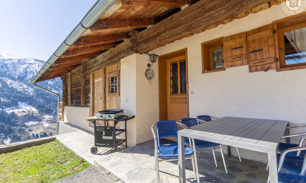 entrée du chalet
plancha gaz avec table et chaises